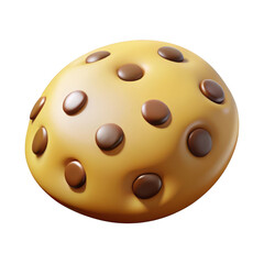 3d chocolate chip cookie isolated on transparent background