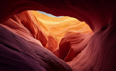 A photograph of the rock formations in Antelope Canyon, Arizona. Antelope Canyon a Natural attraction in the Navajo Reservation near Page, Arizona USA