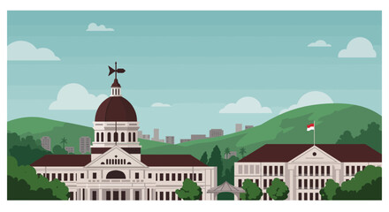 Bandung City Skyline Vector Illustration &ndash; Welcome to West Java, Indonesia