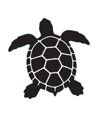 Black Turtle Silhouette with Geometric Shell Pattern