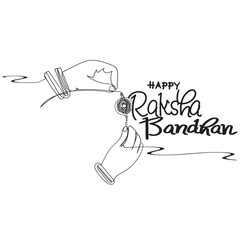 Raksha Bandhan celebration continuous one line drawing. Indian Rakhi Festival Sibling Love in Continuous Outline Ve drawn single line sketch drawing cartoon illustration of Raksha Bandhan