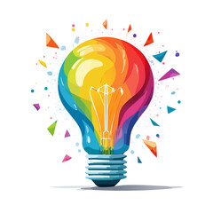 Rainbow Lightbulb Sparking Innovation Creativity Bright Idea Colorful Explosion