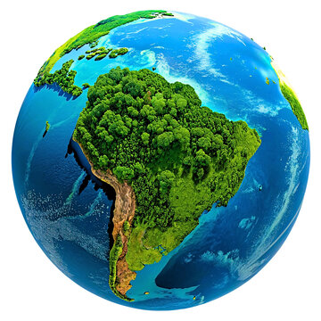 Vibrant Planet Earth with lush green continents representing the rich biosphere and deep blue oceans reflecting the vast water bodies