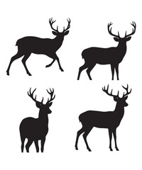 Silhouettes of Majestic Deer with Large Antlers