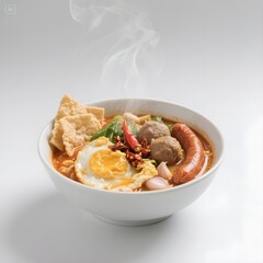 Steaming Hot Bowl of Indonesian Mie Ayam Bakso