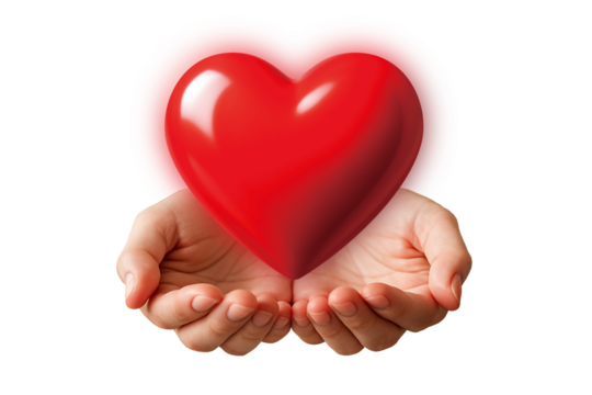 Material of the hand holding the heart.
The image of two hands evokes charity, relief, mental care, health care, etc.
