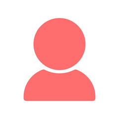 1人の人物のバストアップの赤いシルエットアイコン･ピクトグラム -シンプルな人の顔のイラスト素材