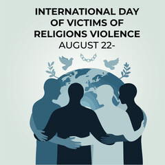Flat style illustration honoring victims of religious violence – August 22 International Day Commemoration