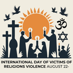 Flat style illustration honoring victims of religious violence – August 22 International Day Commemoration