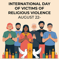 Flat style illustration honoring victims of religious violence – August 22 International Day Commemoration
