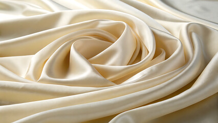 Obraz premium Luxurious cream silk fabric draped in elegant swirls and soft folds