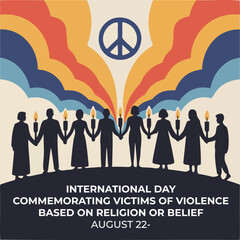 Flat style illustration honoring victims of religious violence – August 22 International Day Commemoration