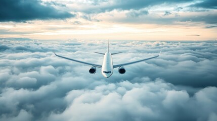 Airplane Soaring Above Cloudscape: A Breathtaking Aerial View