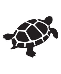 Black Turtle Silhouette with Geometric Shell Pattern