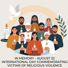 Flat style illustration honoring victims of religious violence – August 22 International Day Commemoration