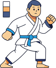 Martial artist in white gi with blue belt martial arts karate