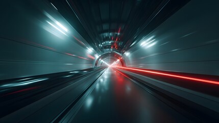 Fototapeta premium Futuristic tunnel with vibrant light effects.