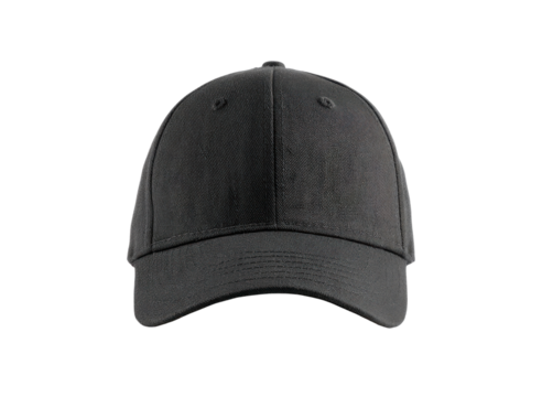 Dark gray baseball cap front view headwear accessory, Isolated, Png Transparent Background