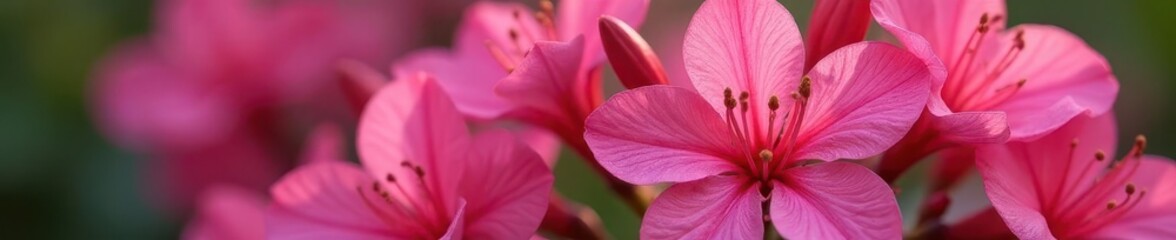Obraz premium Close-up shot of pink nerium oleander flower clusters, garden, blossom