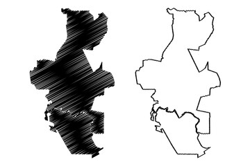 Shah Alam City (Malaysia, Selangor State) map vector illustration, scribble sketch City of Shah Alam map