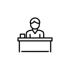 Outline icon a person behind a reception desk service