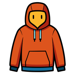 Cartoon orange hoodie with a simple face silhouette