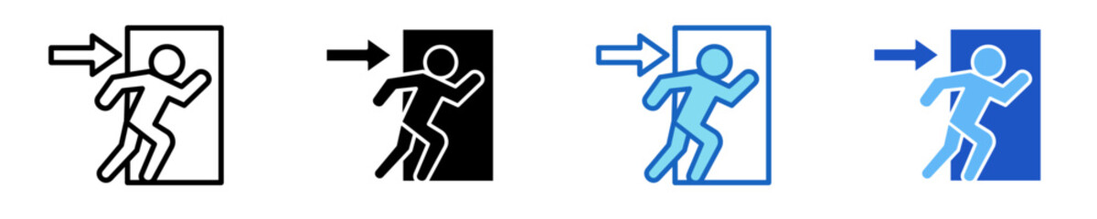 Fototapeta premium Emergency Exit Icon Set Multiple Style Collection