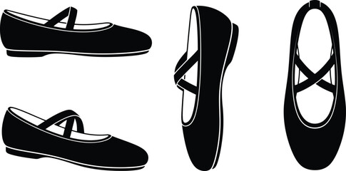 Dance Shoe Silhouette Icon Vector Set for Performance and Sport