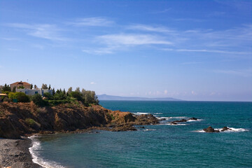 The coast looking west from Pomos, Cyprus, with Akamas Peninsula in the distance