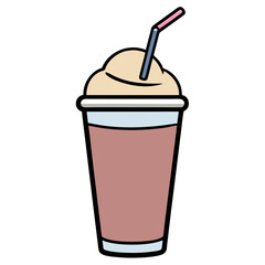Simple illustration of a milkshake with a straw silhouette