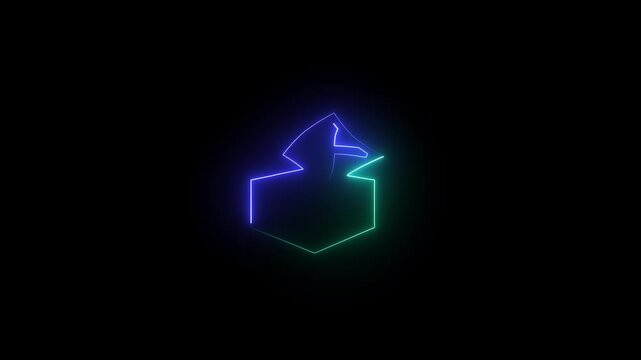Animated PDF file icon with neon saber effect on black background.
