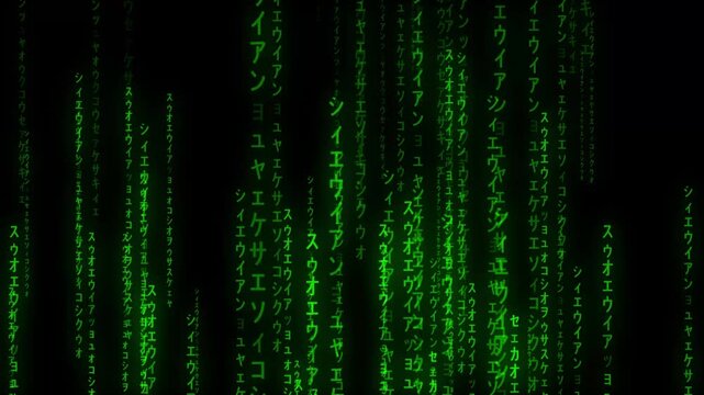 Futuristic abstract science technology binary code falling design matrix background with looped smooth seamless animation
