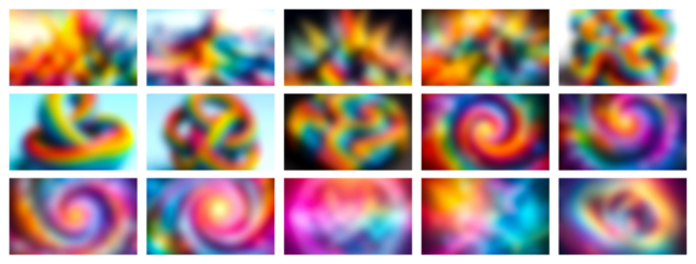 Vibrant abstract swirls and gradients of rainbow colors creating energetic and psychedelic visual textures