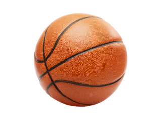 Orange basketball with black lines on black background sport game, Isolated, Png Transparent Background