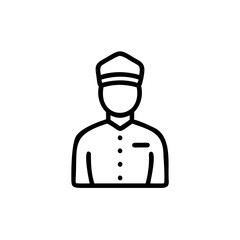 Outline icon hotel doorman wearing cap uniform person