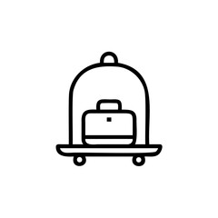 Outline icon luggage on a bellhop cart service hotel