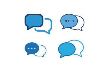Blue Speech Bubble Vector Icon Set Chat Message Icon Vector Collection