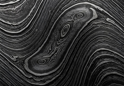 Abstract macro shot of damascus steel showing swirling patterns and layered textures.