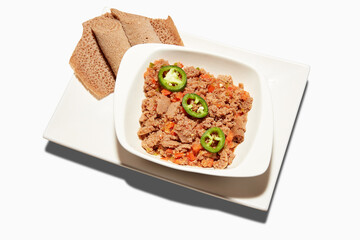 Indian-Food-Day-Old-Bread-on-white-plate-silohoutte-background