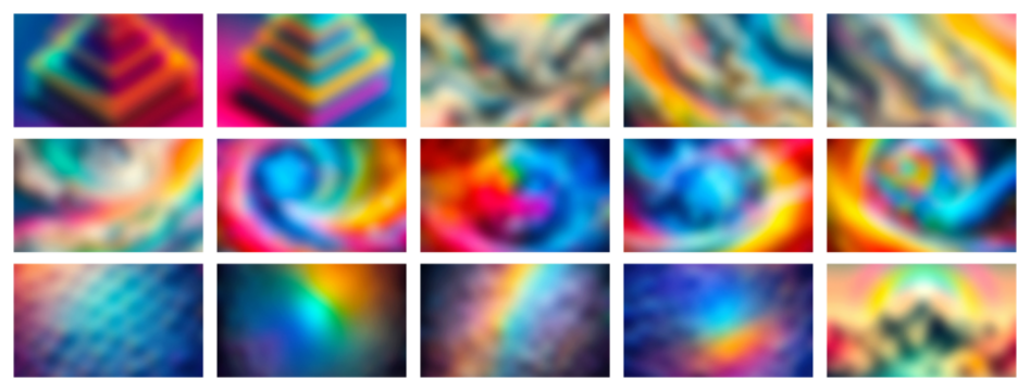 Vibrant abstract gradient backgrounds with swirling colors and soft blurring for digital art and design projects