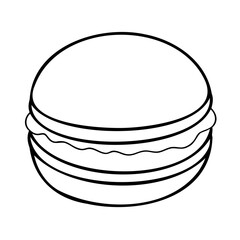 Line art a layered macaron cookie with filling food dessert