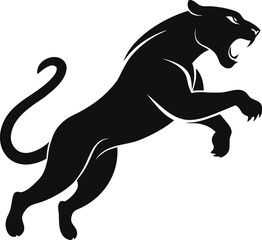 silhouette of a black panther, angry black panther silhouette icon isolated on transparent background