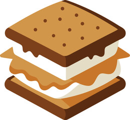 S'mores Sandwich Vector Illustration on transparent background