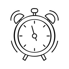 Line art a ringing alarm clock with vibrating lines time wake