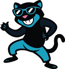 funny black panther dancing vector icon isolated on transparent background