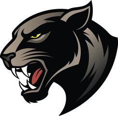 colorful black panther head, angry black panther head vector icon isolated on a transparent background