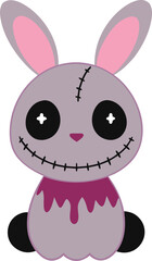 horror smile rabbit teddy vector icon isolated on transparent background