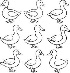 Black and White Duck Drawing – Clean and Simple Line Art Vector