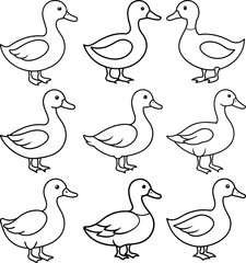 Black and White Duck Drawing – Clean and Simple Line Art Vector