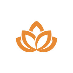 Vector art of orange lotus flower symbol isolated on white background